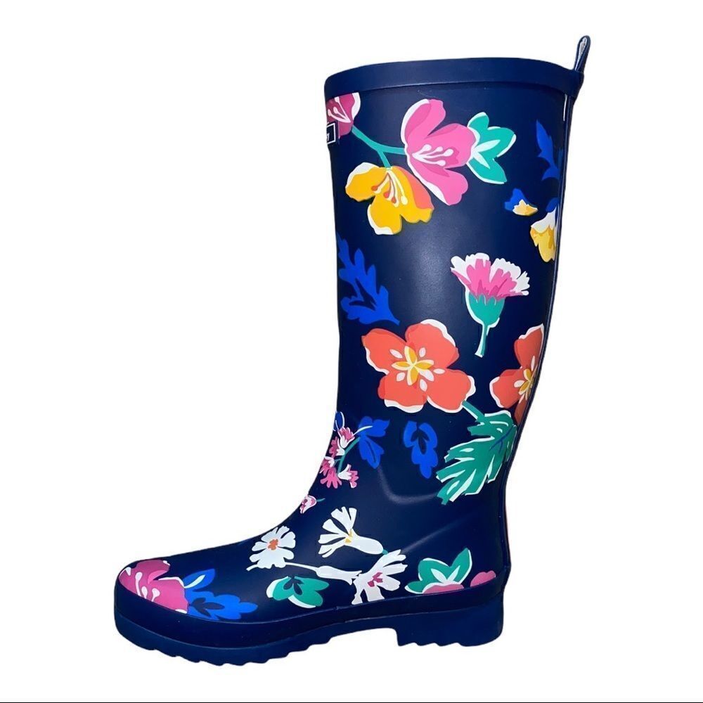 Vera Bradley Blue Multicolor Santiago Floral Rain Boots Women's Size 7 New - Picture 3 of 9